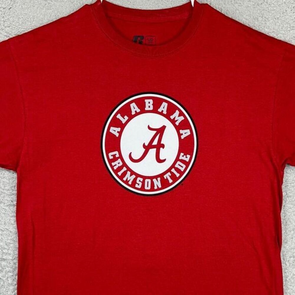 Alabama Crimson Tide T-Shirt Adult Large Red Short Sleeve Tee Logo Mens Russell